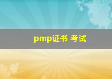 pmp证书 考试